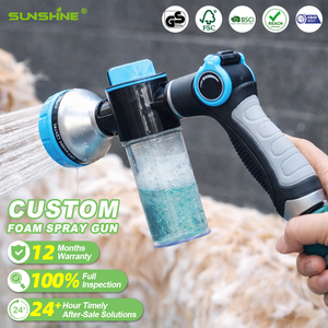 SUNSHINE Buse de pulvérisation 8-en-1 <span class=keywords><strong>pour</strong></span> tuyau d'arrosage avec réservoir de <span class=keywords><strong>mousse</strong></span>, pulvérisateur à une touche <span class=keywords><strong>pour</strong></span> lavage de voiture, douche <span class=keywords><strong>pour</strong></span> animaux et nettoyage, OEM ODM - Product Image 1