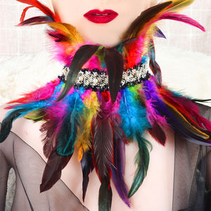 Femmes automne/hiver multicolore plume cou col Festival Punk Halloween <span class=keywords><strong>carnaval</strong></span> Costume fête Rave danse Costume - Product Image 1