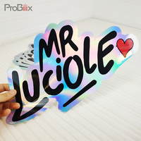 Feuilles holographiques autocollantes imperméables aux UV, autocollants en PVC propre, étiquette personnalisée, logo personnalisé, autocollants en vinyle découpés à la forme, créateur
