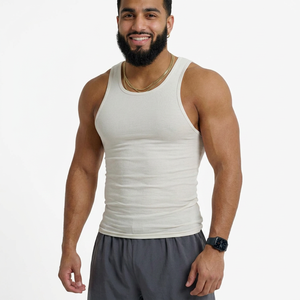 Camiseta Deportiva de Alta Calidad para Hombre, de Algodón y Elastano, Ajustada, Blanca, para Gimnasio, Fitness, con Canalé - Product Image 1