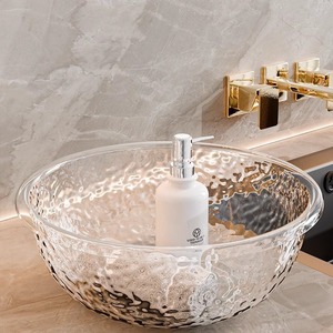 Lavabo Moderno Trasparente Effetto Ondulato, Sostenibile e di Lusso, in Plastica Rinforzata per Bagno e <span class=keywords><strong>Lavanderia</strong></span> - Product Image 5