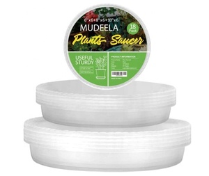 Piattini per piante trasparenti da giardino rotondi durevoli all'ingrosso in plastica trasparente spessa resistente e robusto piattino per piante vassoi antigoccia per interni ed esterni - Product Image 1