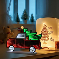 Lampe LED néon 3D miroir infini en forme de camion de Noël, personnalisable en usine, pour la décoration de la maison et des magasins en période de fêtes, OEM, faible MOQ