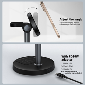 Cargador Inalámbrico Magnético 3 en 1 de 15W con Puerto Tipo C para iPhone, Auriculares y Reloj Inteligente, Soporte de Escritorio para Hogar y Oficina - Product Image 5