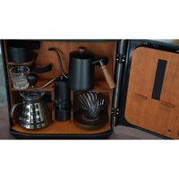 Ensemble de café portable en jerrycan - Récipient à boisson en acier réutilisable noir pour les voyages, les pique-niques et les excursions en plein air