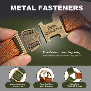 Pettorina per Cani Stile Vintage Senza Strappi, Colore Personalizzabile, Nylon Simil-Cotone, Fibbia in Lega Incisa, Regolabile per Cani Piccoli e Medi - Product Image 2