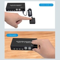Commutateur KVM métallique 4 ports pour USB 2.0, Hub USB 4x1/2x1, Partage 2-en-1 de Moniteur, Souris, Clavier et Imprimante à 4 Ports