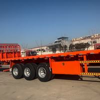 Semi-remorque plateau 2/3/4 essieux, capacité de charge 40/60/80 tonnes pour conteneurs 20ft, 40ft, 45ft et livraison de marchandises en vrac – Vente directe usine