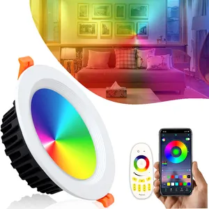 苗条3英寸COB羽绒灯RGB变色可调光吸顶灯兼容Alexa/Google home 12w智能wifi筒灯