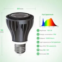 Ampoule LED de culture PAR20 en aluminium noir 10W, haute intensité PPFD, durable, pour la floraison des plantes d'intérieur
