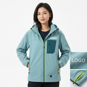Chaqueta OEM de softshell con capucha, cuello alto, cierre de cremallera, resistente al viento y al agua para senderismo y camping. - Product Image 5