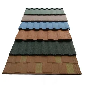 Modern Traditional Style Villa Rooftop Design Blue Color Stone Coated Steel Roofing Panels Roman Sheet Metal Roof Tile