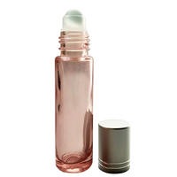 Flacon de parfum en verre rose doré de 10 ml, flacons à bille en acier inoxydable pour huile essentielle