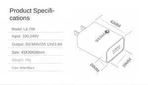 อะแดปเตอร์ชาร์จเร็วคุณภาพสูง 18W QC 3.0 มาตรฐานยุโรป/อเมริกา ช่อง<span class=keywords><strong>เ</strong></span>สียบ USB-A <span class=keywords><strong>เ</strong></span>ดี่ยว สำหรับ iPhone /Oppo/Xiaomi/Huawei - Product Image 2