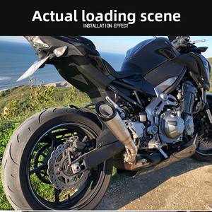 Pot d'échappement modifié pour moto Z900 <span class=keywords><strong>Ninja</strong></span> 400 CB650R R3 <span class=keywords><strong>SC</strong></span>, double couche, 51 mm, anti-rouille, noir/argent/bleu, avec embout - Product Image 3