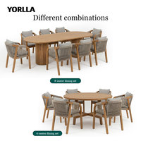 Longue table et chaises de pub en patio extérieur en teck sur mesure Ensemble table à manger et chaises de jardin en bois élégant