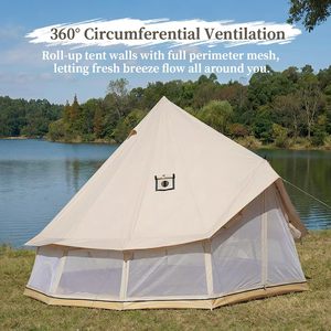 Carpa de campaña hexagonal ShinHye Bell Yurt Tent 420D de tela Oxford para 3 personas, impermeable, con salida para estufa. - Product Image 4