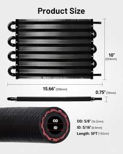 Kit de refroidisseur d'huile de transmission en aluminium à tubes et ailettes 8 rangées pour mise à niveau automobile, condenseur de tube à rangées pour modification automobile - Product Image 2
