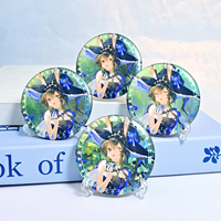 Badge promotionnel personnalisé en métal avec impression numérique, hologramme, figurine anime, épingle de sécurité, rond, 38mm, 58mm
