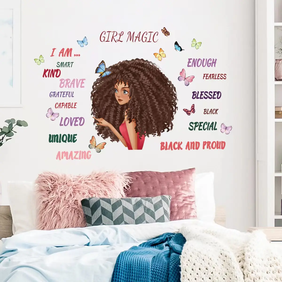 Girl Inspirational Quote Wall Decal Butterfly Sticker Motivational Saying American Wall Decor Sticker for Wall Decoration
