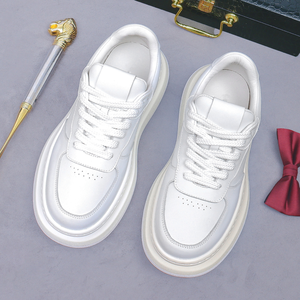 Zapatos deportivos casuales de cuero genuino para hombre, zapatos blancos de piel de vaca, zapatos de moda con suela gruesa que aumentan la altura, zapatos de lujo de alta gama para hombre - Product Image 4