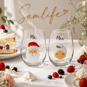 Samlife-DF20028 Bicchieri Personalizzati con Incisione Laser, Calici Trasparenti Senza Stelo per Vino '<span class=keywords><strong>Mr</strong></span> & Mrs' - Product Image 1