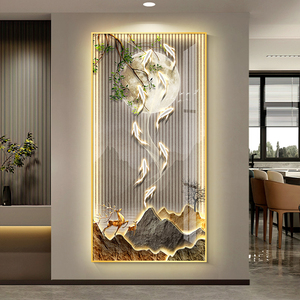 Decorazione per la Casa, Moderna Pittura Decorativa in Cristallo e Porcellana per <span class=keywords><strong>Soggiorno</strong></span> e Veranda, Quadro da Parete con Luce LED a Controllo Remoto - Product Image 3