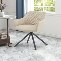 Fauteuil de salle à manger moderne en cuir PU avec dossier et pieds en acier noir - Design de style hôtelier pour la maison et l'utilisation multi-espaces