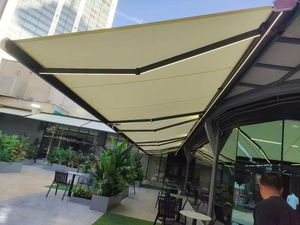 909 Model Full Cassette Retractable <strong>Awning</strong> LED <strong>Light</strong> for Motor Aluminum Folding Arm Polyester Remote Control-Outdoor Garden - Product Image 1