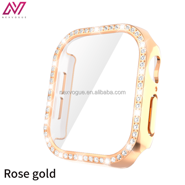 Bling Diamond Tempered Glass Watch Case for Watch Series Ultra/10/9/8/7 46mm Bumper Case Direct Charging Luxury Design