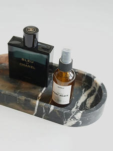 OEM/ODM Logo dimensione doccia deposito decorativo in marmo naturale vassoio di lusso ovale <span class=keywords><strong>Nero</strong></span> Portoro marmo vassoi - Product Image 2