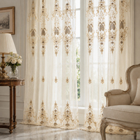 COSENNATUR Tissu de rideau en damassé floral brodé 100% polyester, doux, léger, lavable en machine