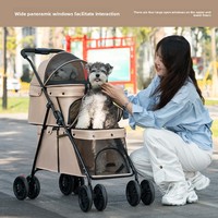 Poussette pliable légère et portable à double étage en métal, 4 roues, pour chats et chiens, toutes saisons, best-seller transfrontalier