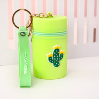 Dompet kecil wanita, sarung kunci koin Mini 3D buah