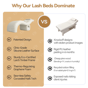 Turri lujo curvado Pu cuero madera marco Camilla Lash belleza Facial Spa cama pestañas cama Lashista Camilla - Product Image 5