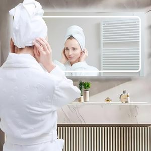 2025 Роскошные китайские деревянные шкафы для ванной комнаты с умным зеркалом современный дизайн и керамическая ванная комната новая настенная мебель - Product Image 6