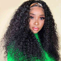 Perruque bandeau en cheveux humains bouclés crépus pour femmes noires, densité 250%, sans colle, cheveux brésiliens Remy Jerry Curl, entièrement fabriquée à la machine, courte longueur