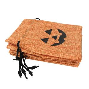 Pochette cadeau d'Halloween à motif citrouille, sac à cordon pour bonbons de fête, petite pochette personnalisable avec logo - Product Image 4