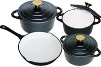 Cocotte en fonte pour soupe et casseroles, en émail coloré, ensemble de 7 pièces