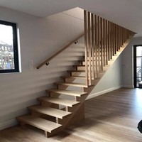 CBMMART Moderne Holztreppe Treppe Glas geländer Gerade LED Licht Holz Handlauf Treppe