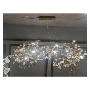 JDD现代水晶吊灯手工铝圈豪华别墅S形客厅餐厅吊灯