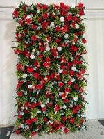 Mur de fleurs artificielles de Noël, décoration de scène de vacances, arrangement floral artificiel DIY avec ornements clochettes, OEM