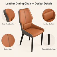 Chaise de salle à manger rembourrée moderne avec coussin lombaire, dossier haut et accoudoirs, idéale pour salle à manger, cuisine et mobilier de maison