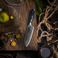 Couteau Santoku de cuisine professionnel Grandsharp de 5 pouces, acier japonais à haute teneur en carbone AUS-10, 67 couches, couteau de chef Santoku