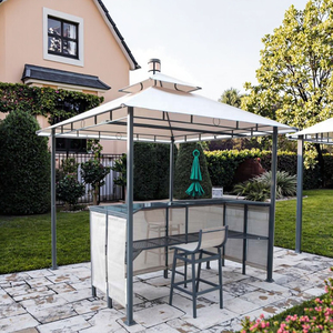 Leisure 240X240X260cm Metal <b>Garden</b> Gazebo With <b>Table</b> Bar Chair Canopy & Pergola Outdoor Furniture - Product Image 6