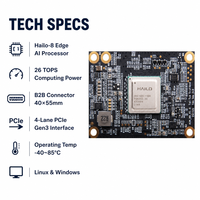 Modul Akselerator AI Hailo-8 26 TOPS 2.5W Daya Rendah PCIe Gen3 Edge AI Inference Kartu Akselerator AI B2B untuk TensorFlow, PyTorch, dan ONNX