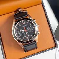 Montre Chronographe Rétro Sport Homme en Gros, Cadran Noir, Boîtier Or Rose, Lumineuse, Étanche, Certifiée, Montre-Bracelet Chronographe Classique
