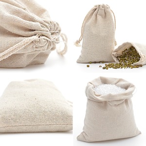 Bolsa de regalo con cordón de algodón <span class=keywords><strong>y</strong></span> lino personalizada reciclable, bolsa plegable de moda, bolsa de transporte con asa de cuerda - Product Image 2