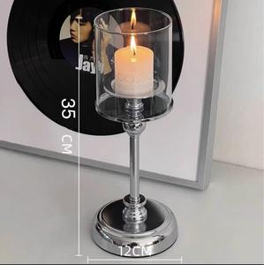 Bougeoir en verre rétro classique, ornements décoratifs, bougeoir unique, bougeoir en métal <span class=keywords><strong>pas</strong></span> <span class=keywords><strong>cher</strong></span> <span class=keywords><strong>pour</strong></span> mariage, salon - Product Image 4