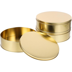 Gold Round Cake Tins 5inches Food Grade Tinplate <b>Box</b> for Cookies Candy Chocolate Bread Sugar <b>Gift</b> Packaging 135*50mm <b>Empty</b> <b>Box</b> - Product Image 1
